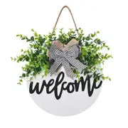 Round Wooden Welcome Sign Decor