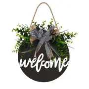 Round Wooden Welcome Sign Decor