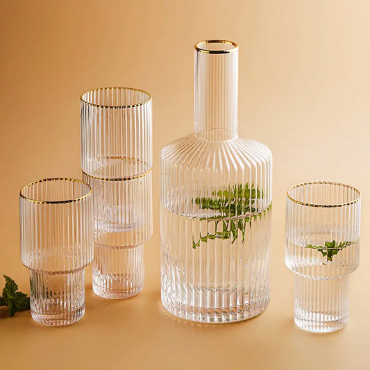 Crystal Glass Pitcher And Cup Set