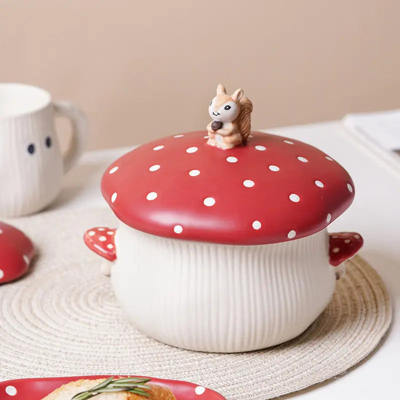 Nordic Style Ceramic Red Mushroom Tableware Cup