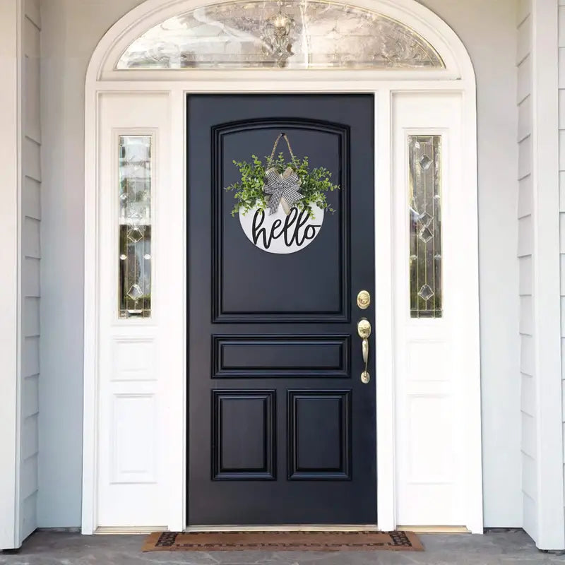 Round Wooden Welcome Sign Decor