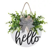 Round Wooden Welcome Sign Decor