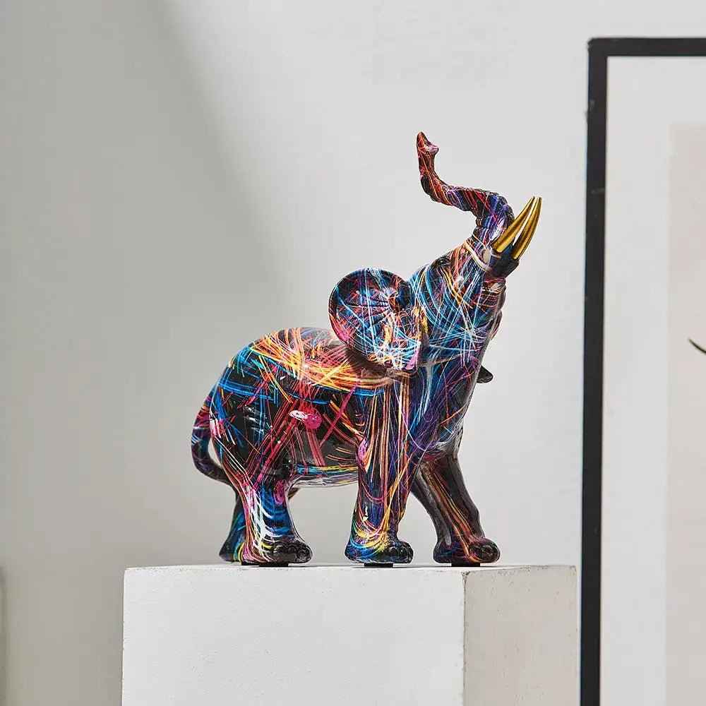 Graffiti Colorful Elephant Sculpture