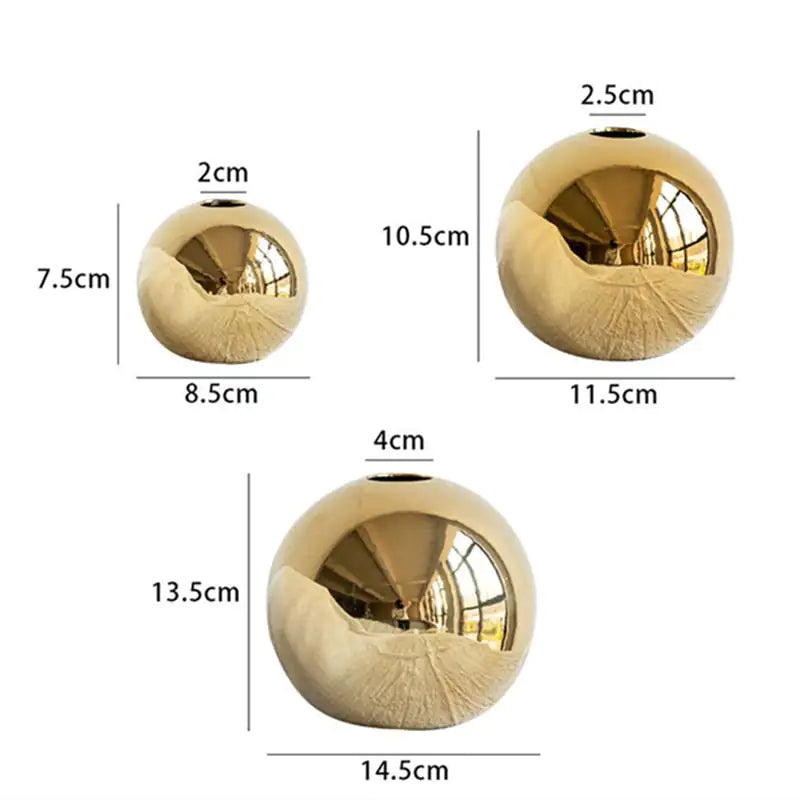 Golden Ceramic Round Vase