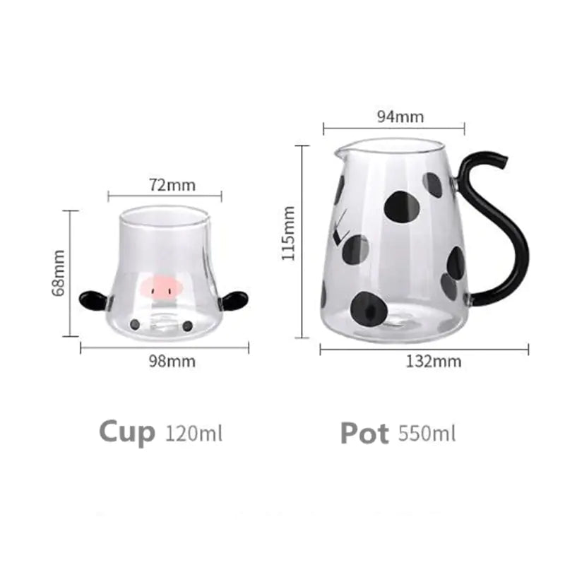 Cute Cow Heat-Resistant Glass Jug