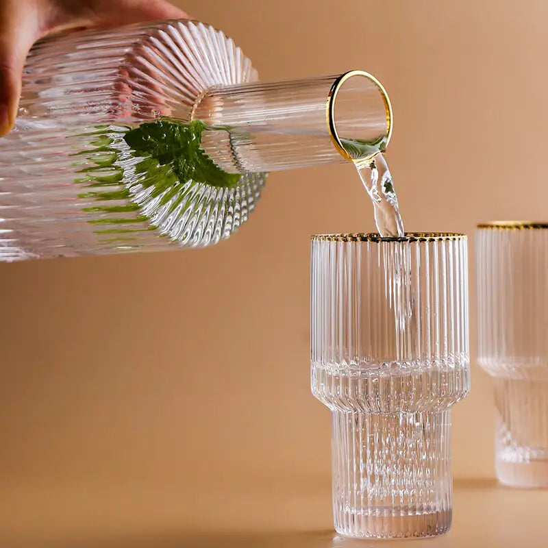 Crystal Glass Pitcher And Cup Set